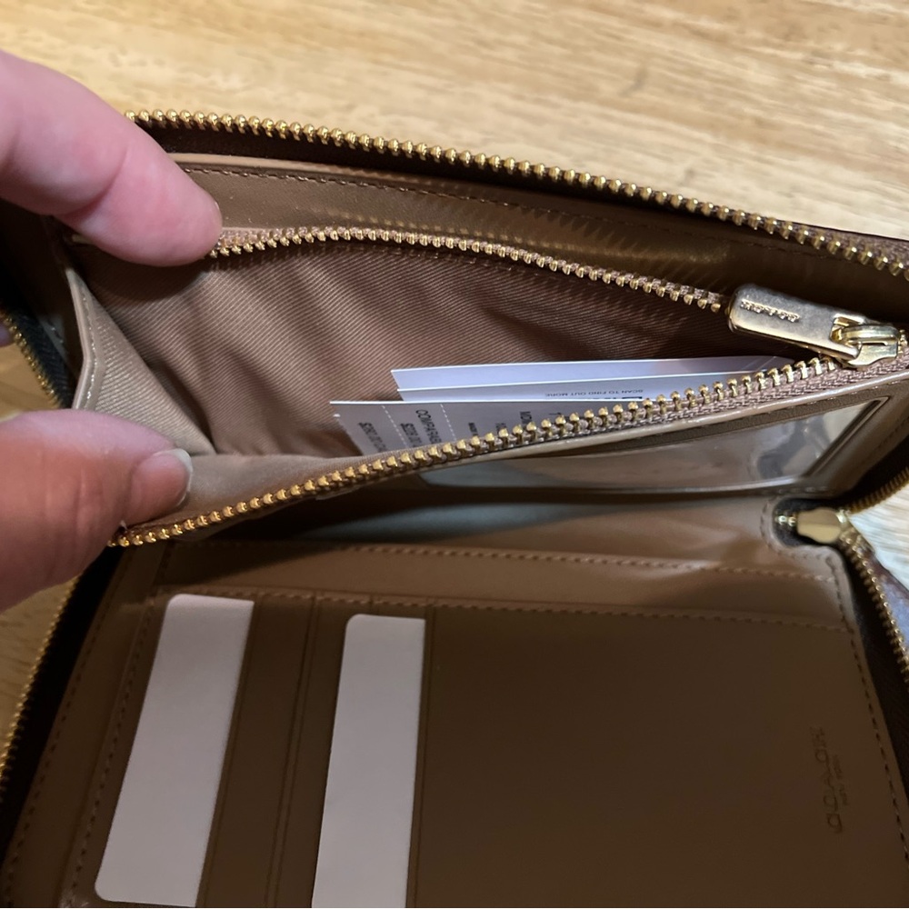 Coach Brown Signature Zip Wallet - Picture 7 of 11